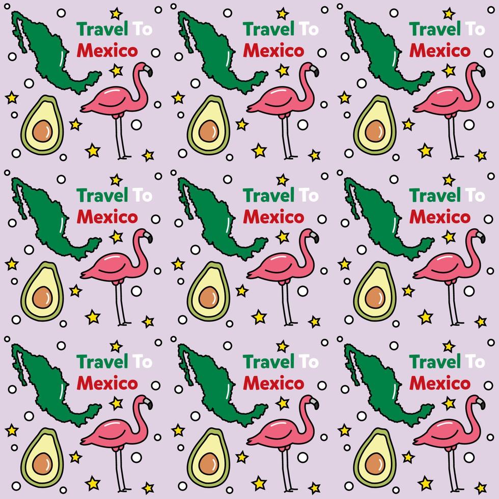 Travel to Mexico doodle seamless pattern vector design