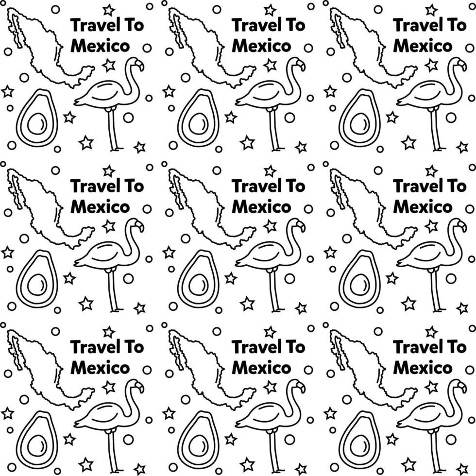 Travel to Mexico doodle seamless pattern vector design