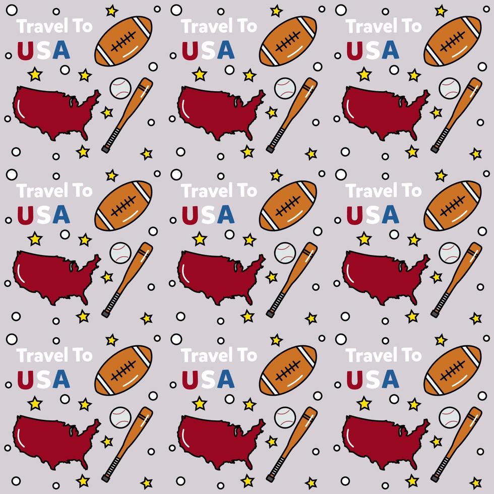 Travel to USA doodle seamless pattern vector design