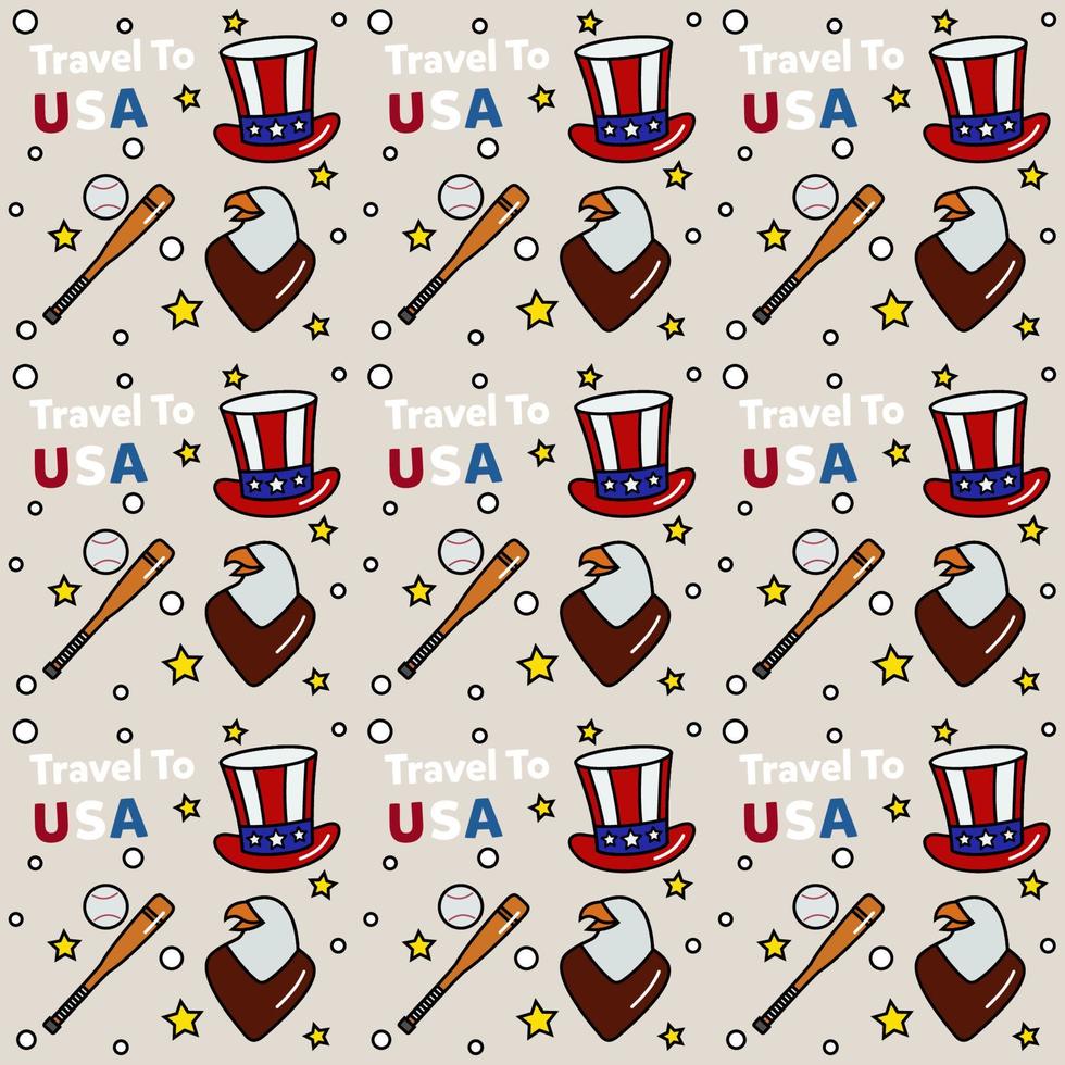 Travel to USA doodle seamless pattern vector design