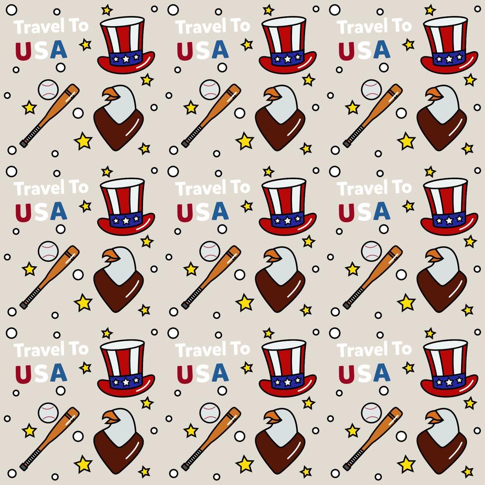Travel to USA doodle seamless pattern vector design