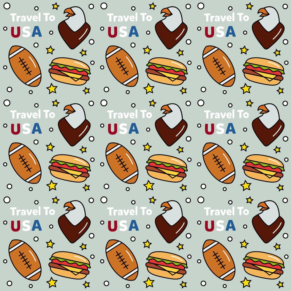 Travel to USA doodle seamless pattern vector design