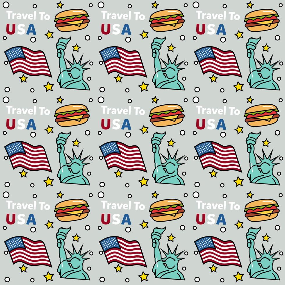 Travel to USA doodle seamless pattern vector design