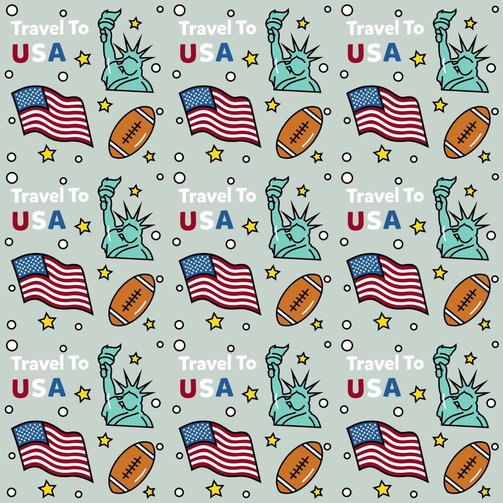 Travel to USA doodle seamless pattern vector design