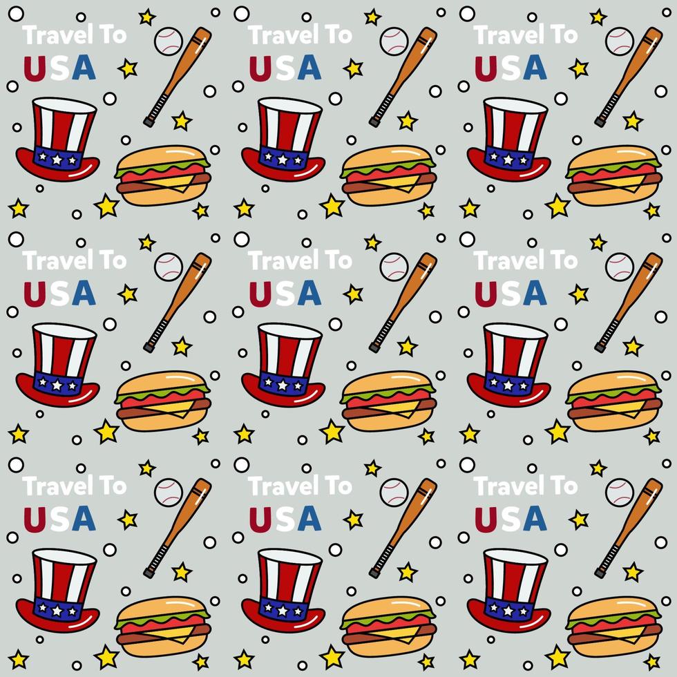 Travel to USA doodle seamless pattern vector design
