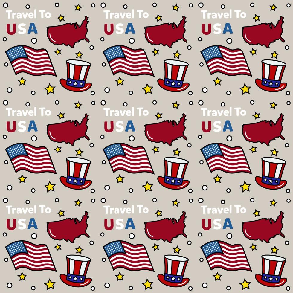 Travel to USA doodle seamless pattern vector design