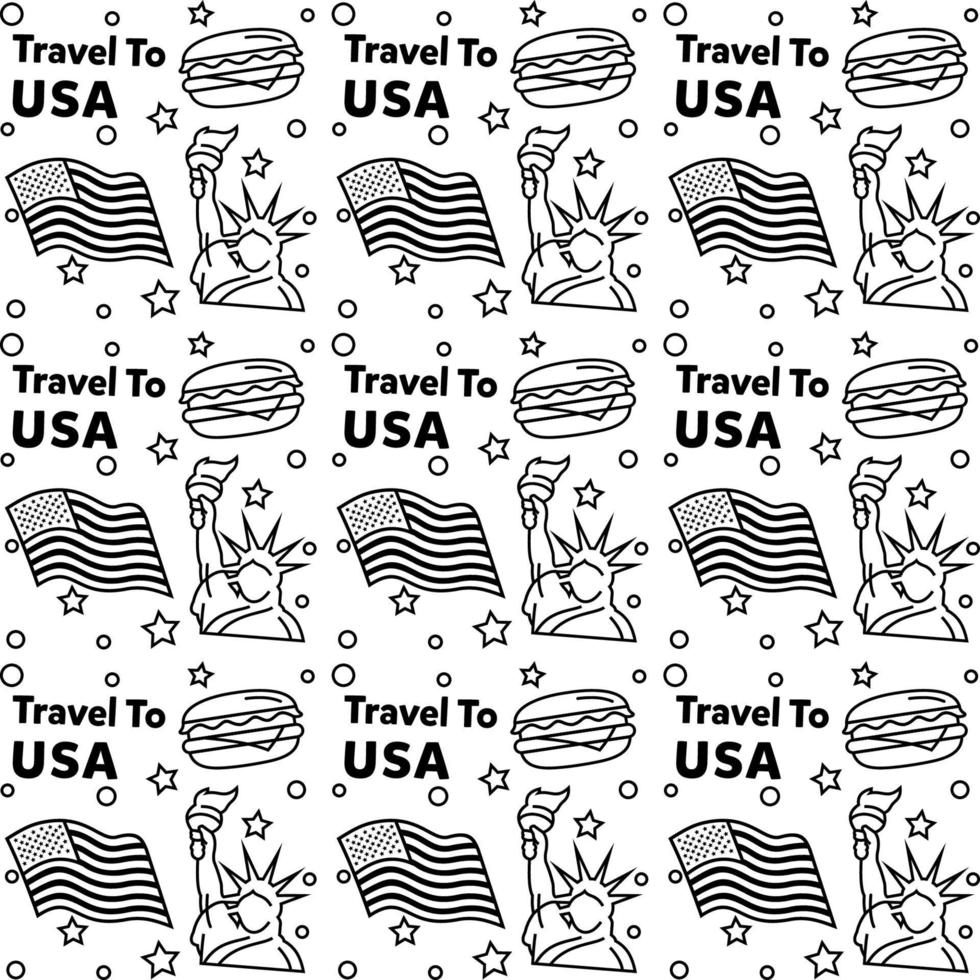Travel to USA doodle seamless pattern vector design