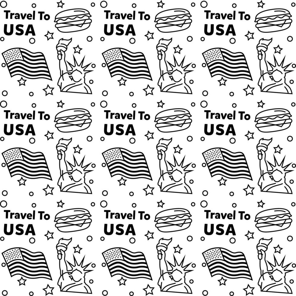 viajar a estados unidos doodle diseño de vector de patrones sin fisuras