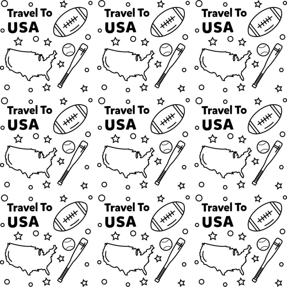 Travel to USA doodle seamless pattern vector design