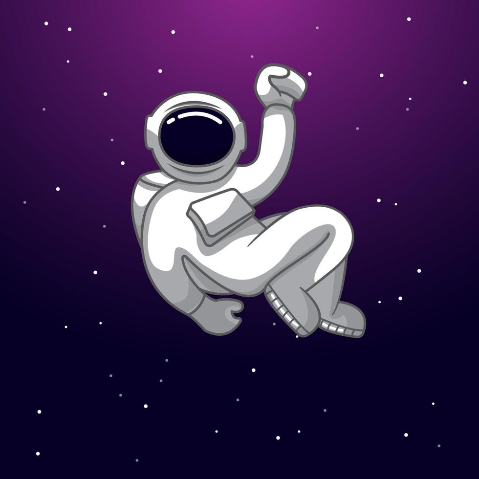 astronauta de ilustración vectorial desollándose en el espacio adecuado para productos infantiles vector