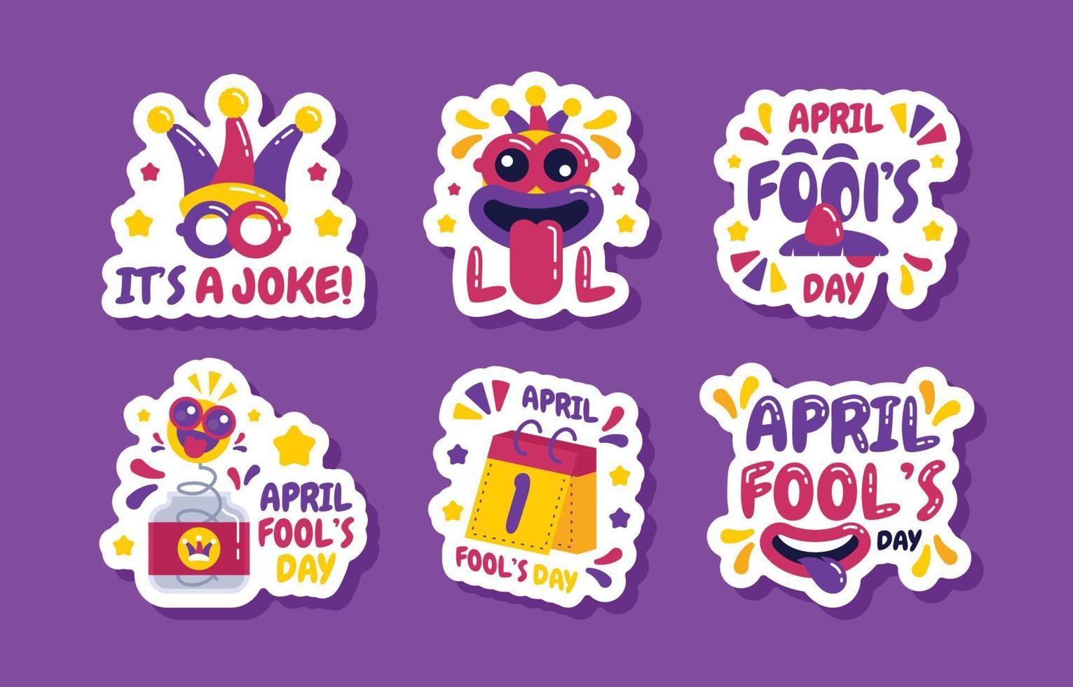 April Fools Day Sticker Pack vector