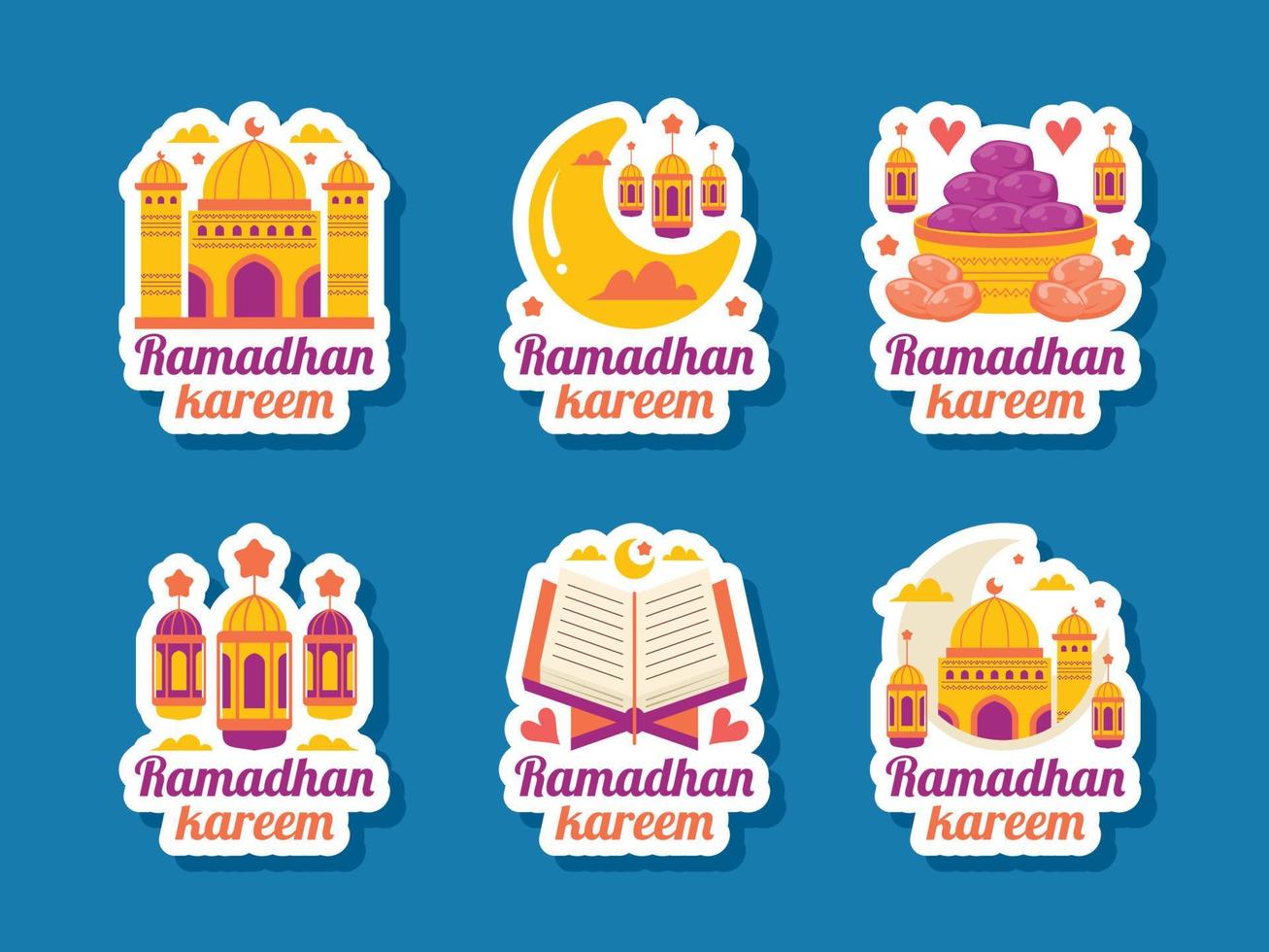 Fasting Month Sticker Colection vector