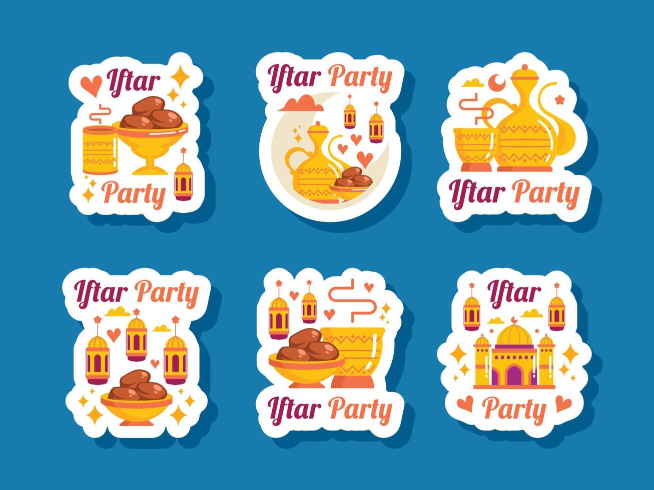 Iftar Party Sticker Colection vector