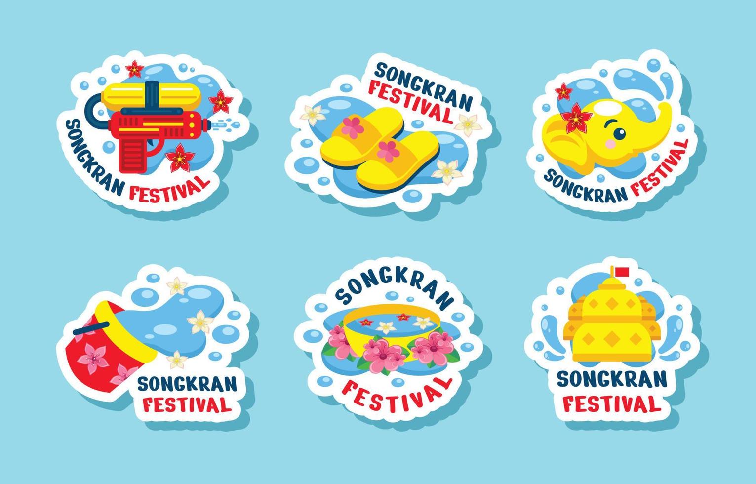 Songkran Festivity Sticker Collection vector