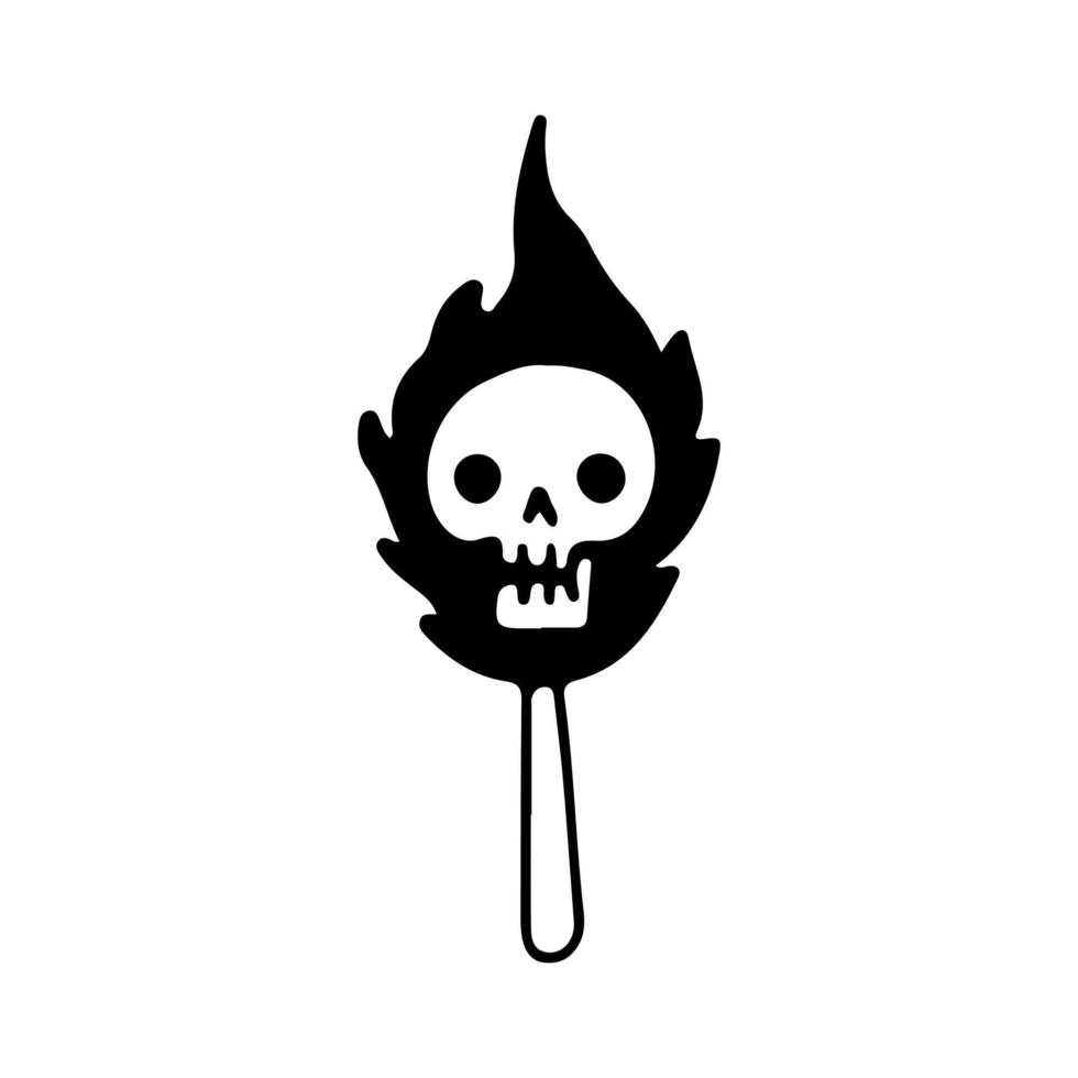 Skeleton head bonfire, illustration for t-shirt, sticker, or apparel merchandise. With retro and cartoon style. vector