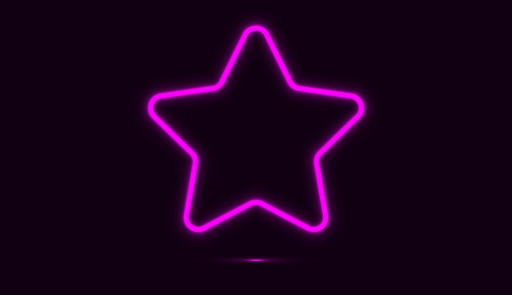Star with purple neon light isolated on dark background. Vector illustration for background