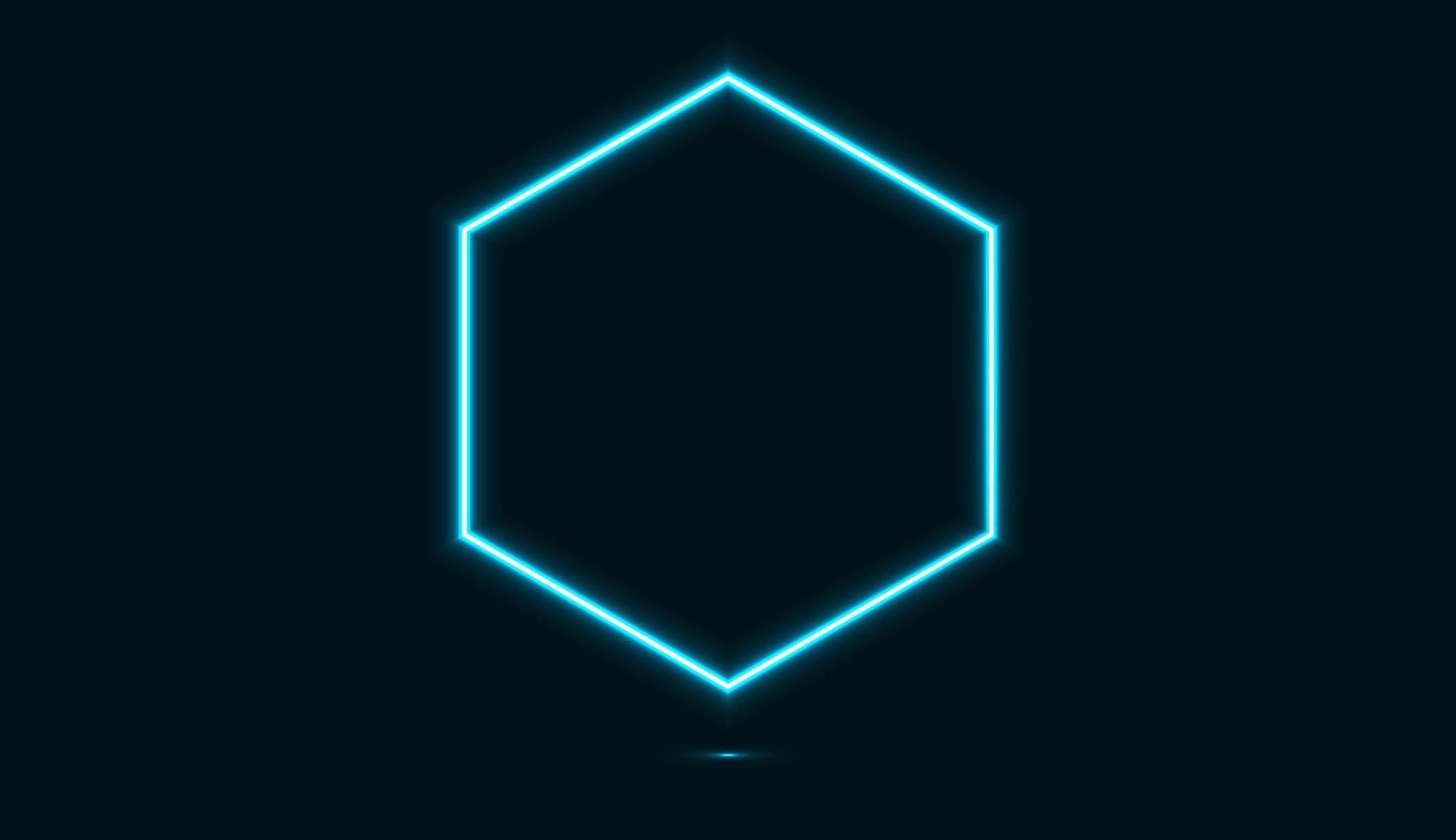 Blue neon polygon isolated on dark background. Vector illustration