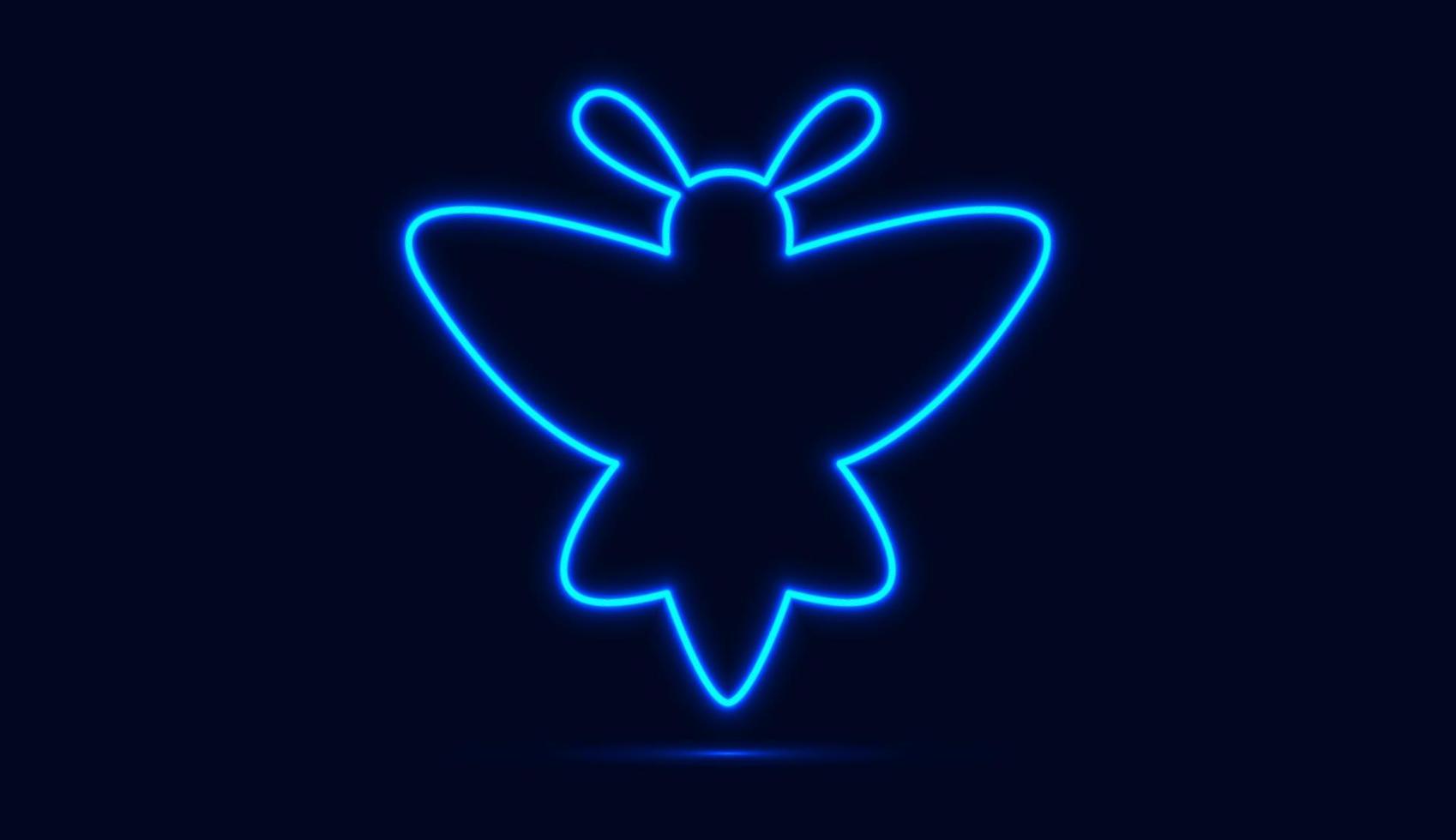 Blue neon butterflies isolated on dark background. Vector illustration