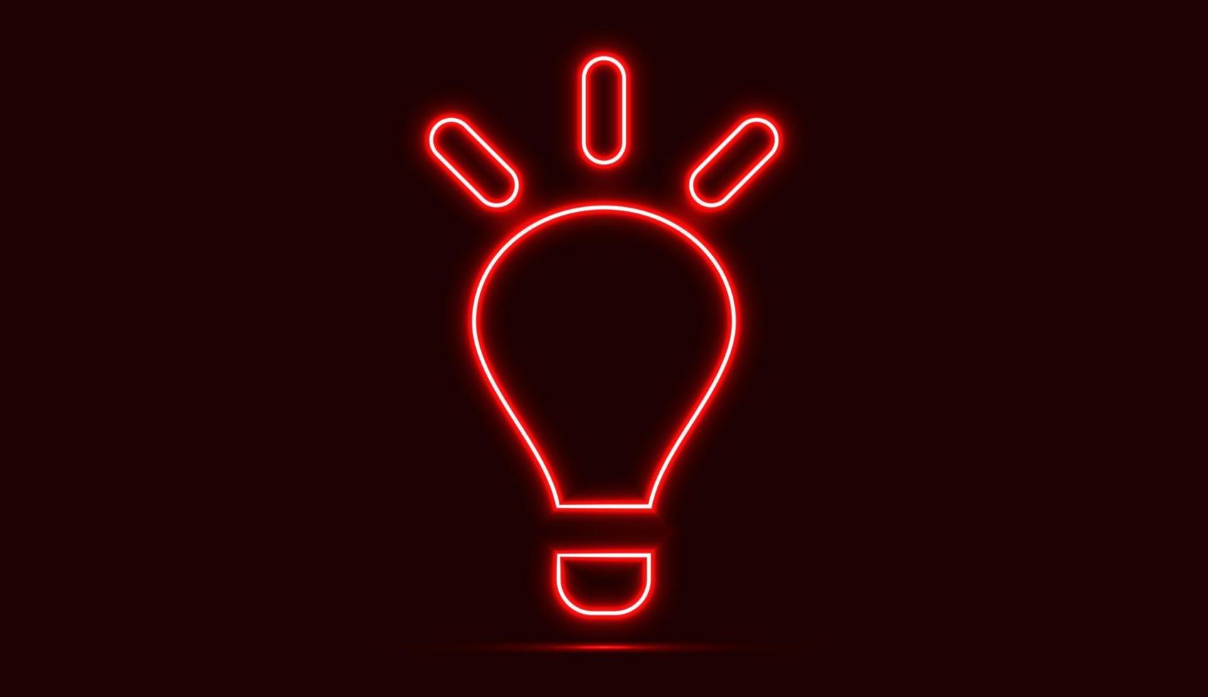 Neon red light bulb isolated on a dark background. Vector illustration