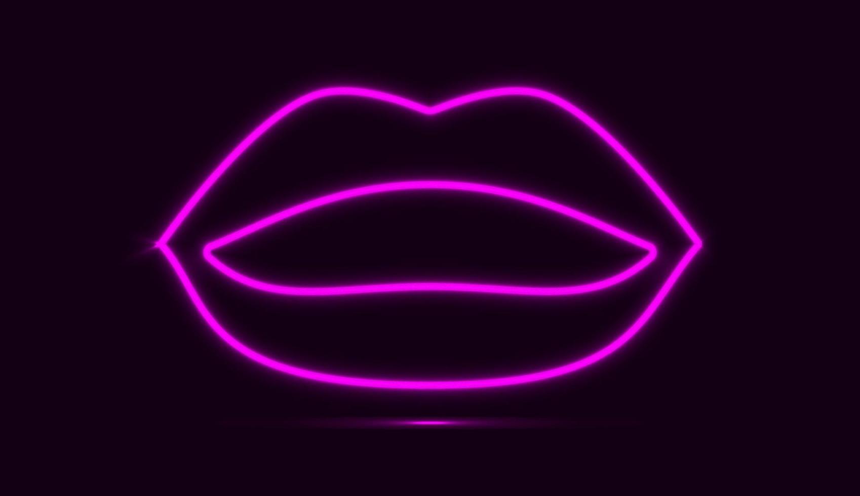 labios de neón púrpura aislados sobre fondo oscuro. ilustración vectorial vector
