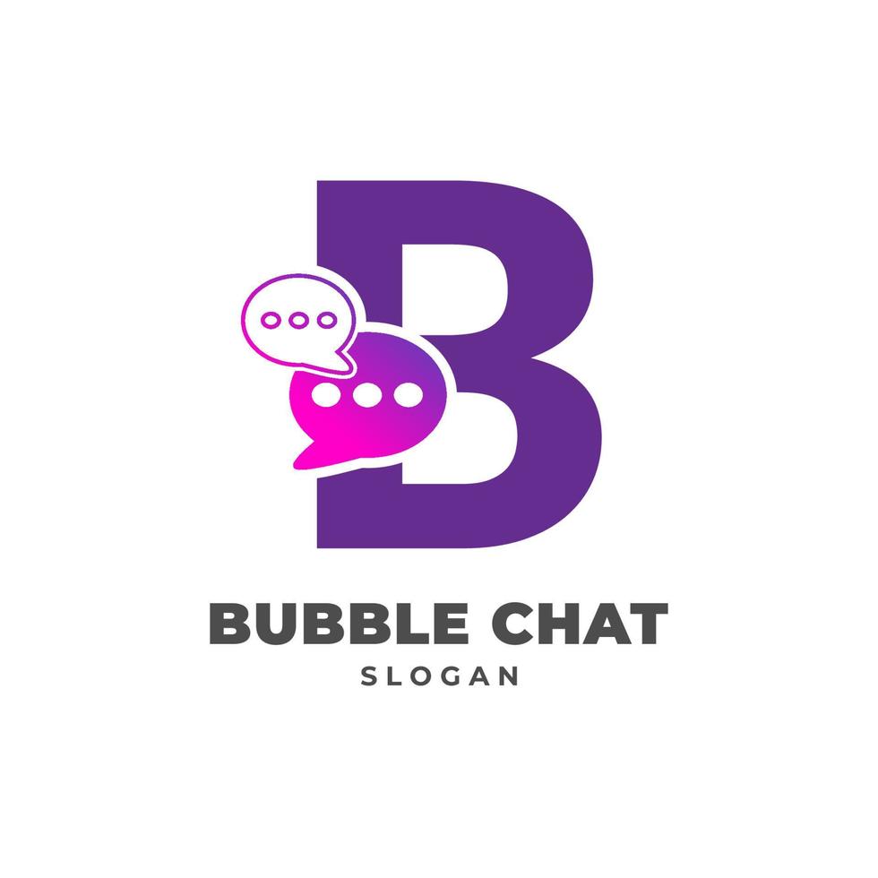 letter B with bubble chat decoration vector logo design