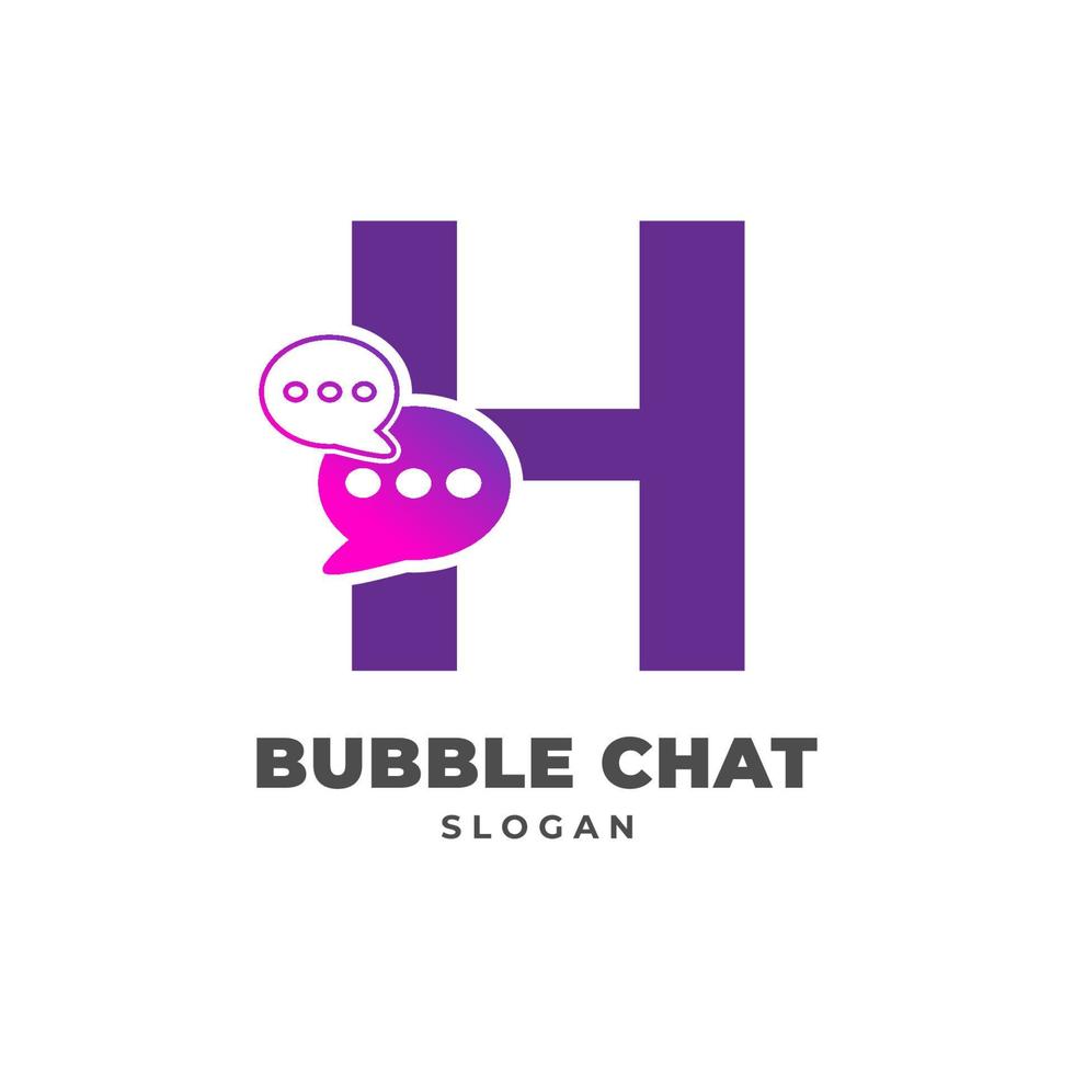 letter H with bubble chat decoration vector logo design