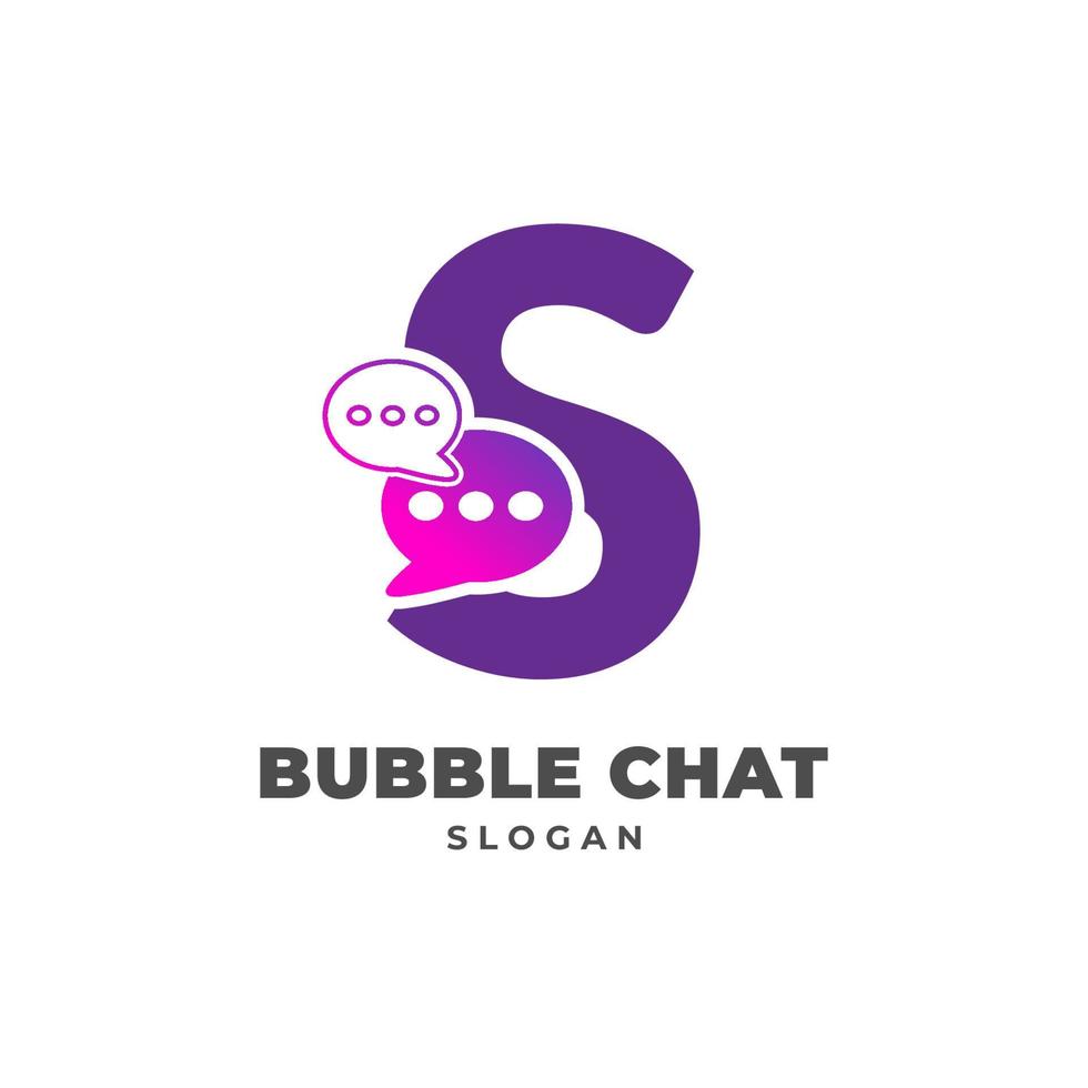 letter S with bubble chat decoration vector logo design