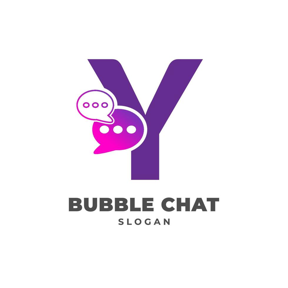 letter Y with bubble chat decoration vector logo design