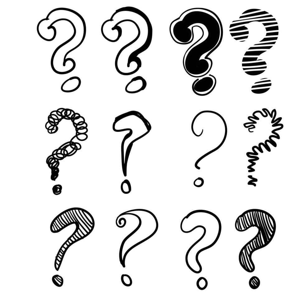 hand drawn doodle question marks set illustration vector