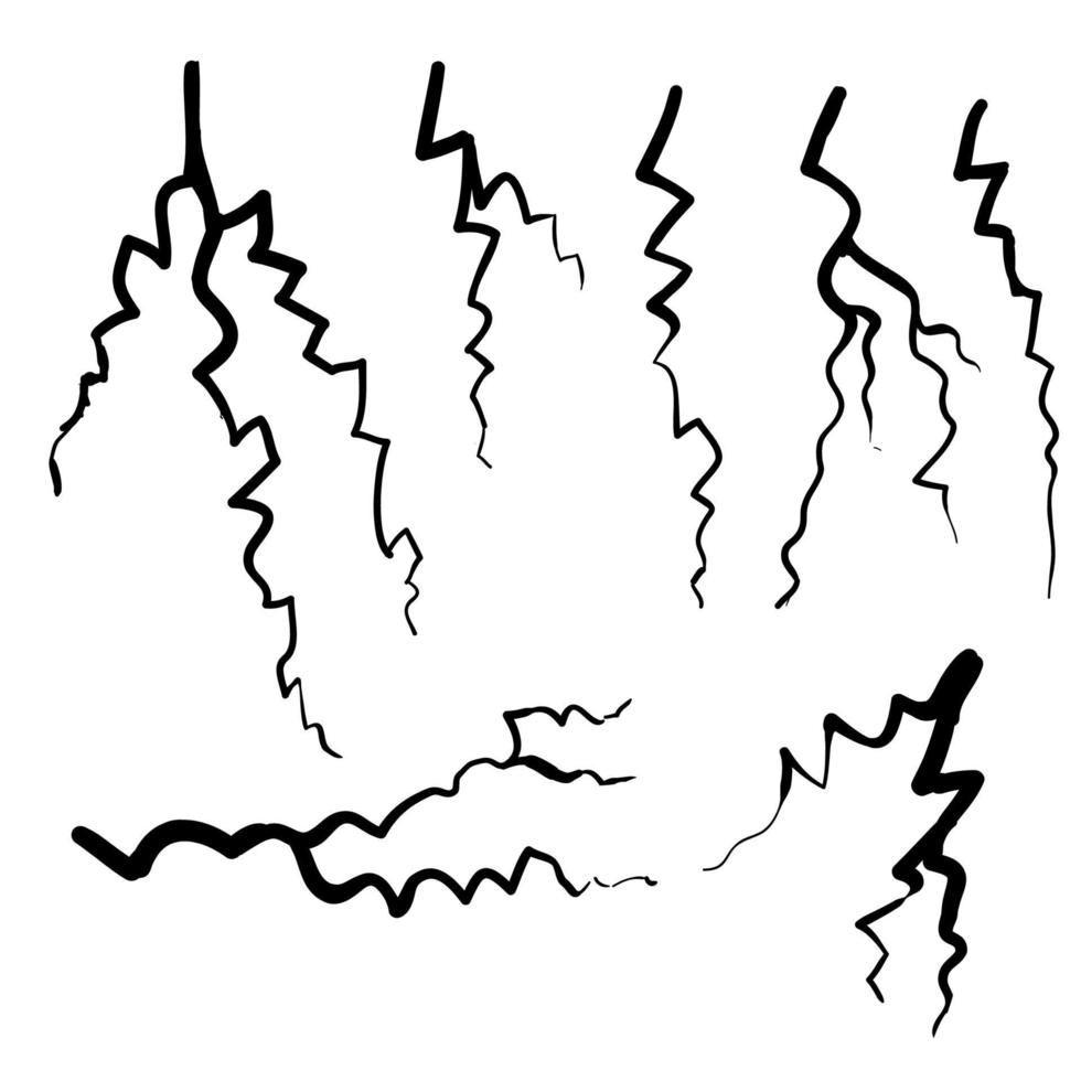 hand drawn Blitz lightning thunder light sparks storm flash thunderstorm. Power energy charge thunder shock doodle style illustration vector