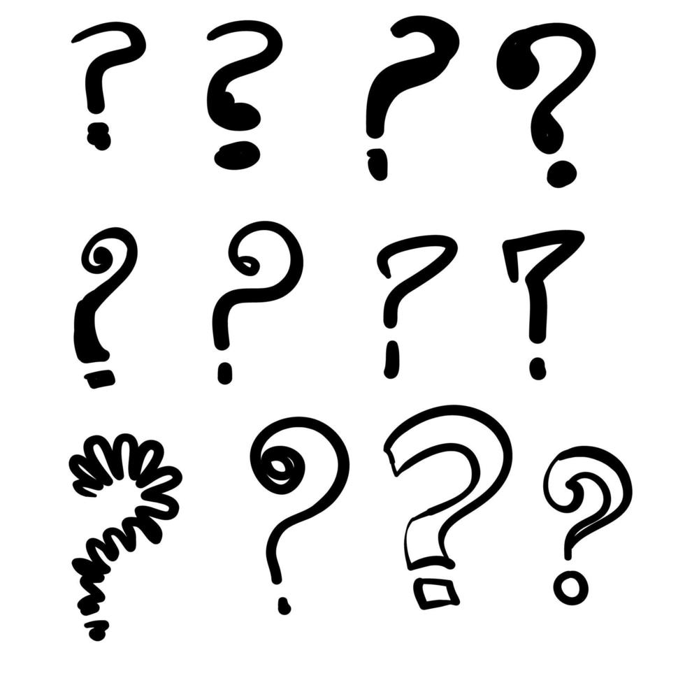 hand drawn doodle question marks set illustration vector