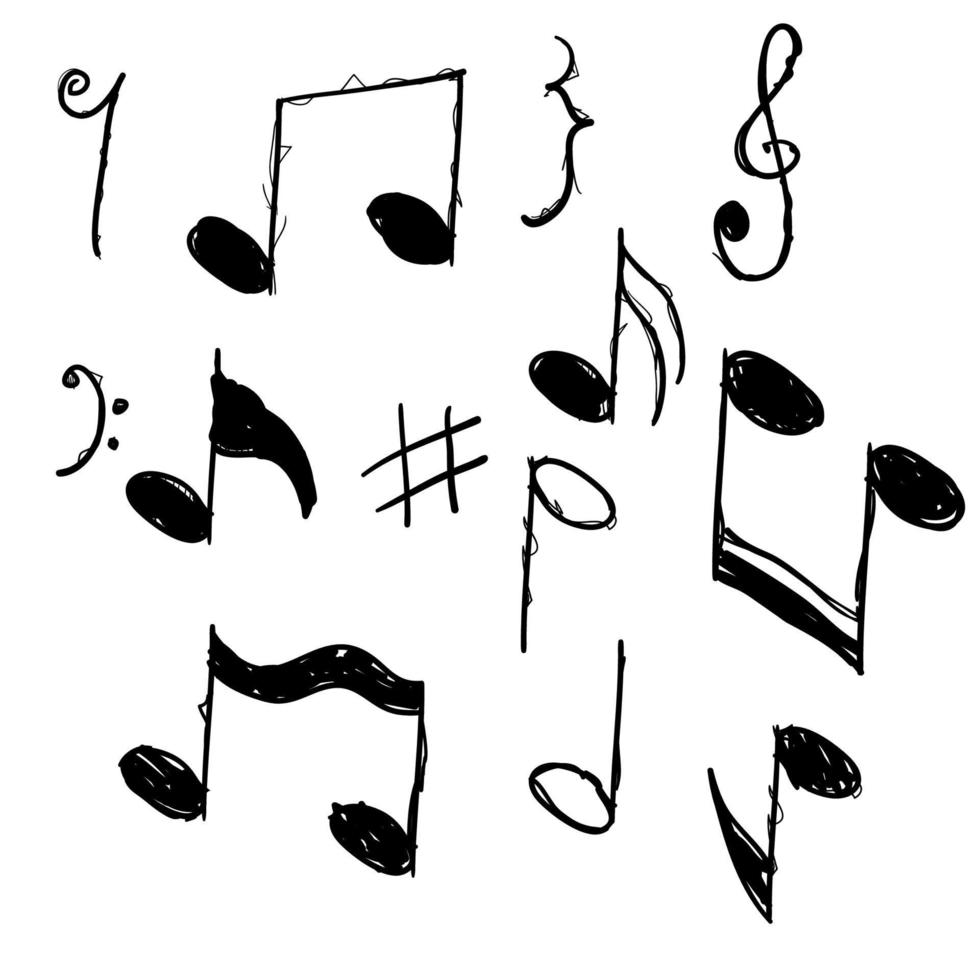 hand drawn music note element doodle vector