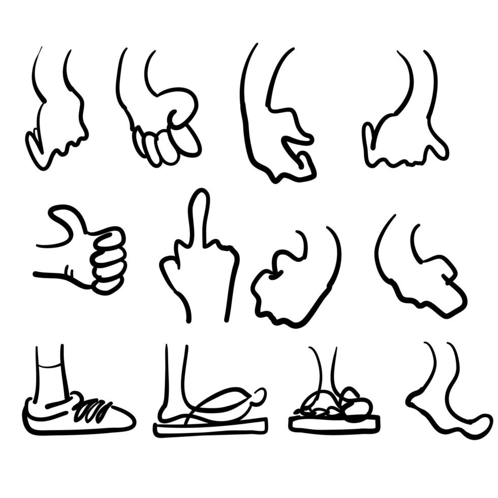 hand drawn Cartoon legs and hands doodle style vector