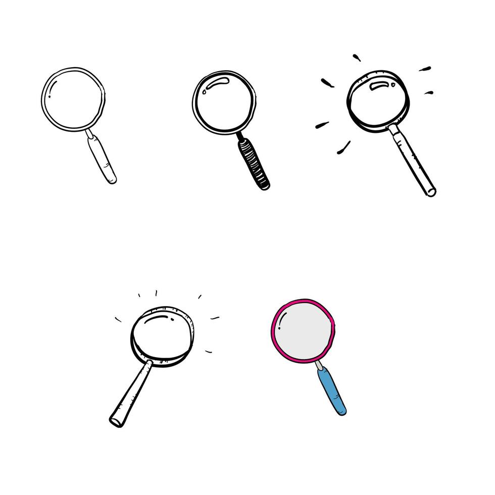 search icon tools doodle in handdrawn style vector