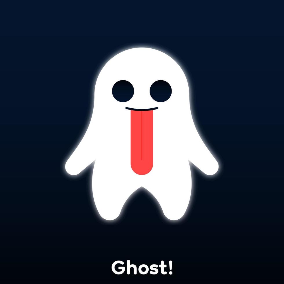 Cute cartoon ghost with white aura around, Vector, Illustration. vector