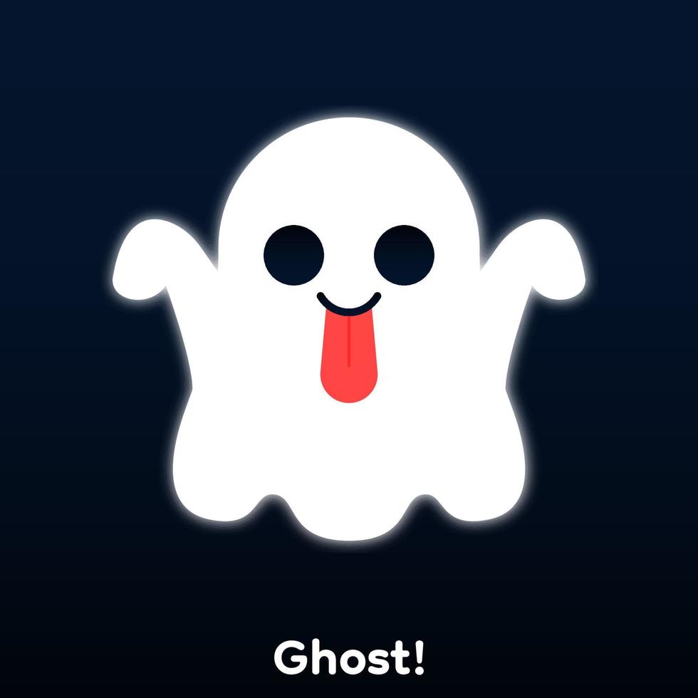 Cute cartoon ghost with white aura around, Vector, Illustration. vector