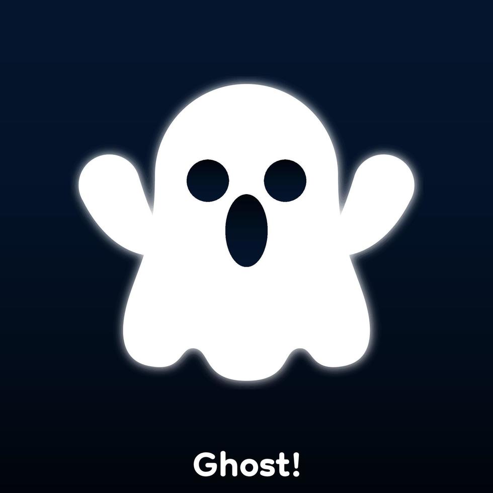 Cute cartoon ghost with white aura around, Vector, Illustration. vector