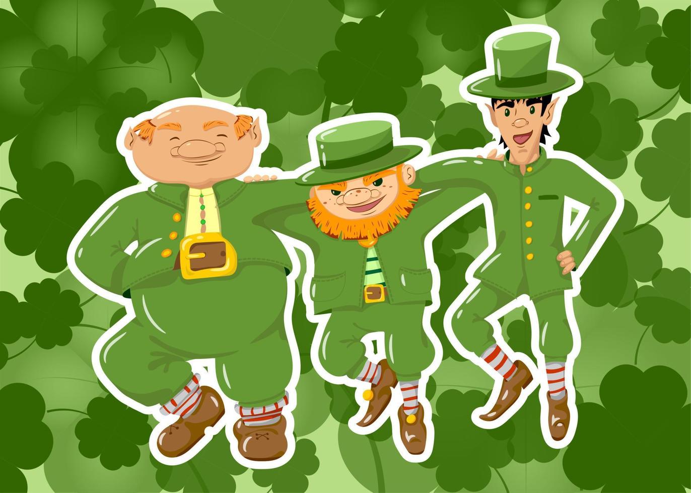 Leprechauns dancing on St. Patrick's Day vector