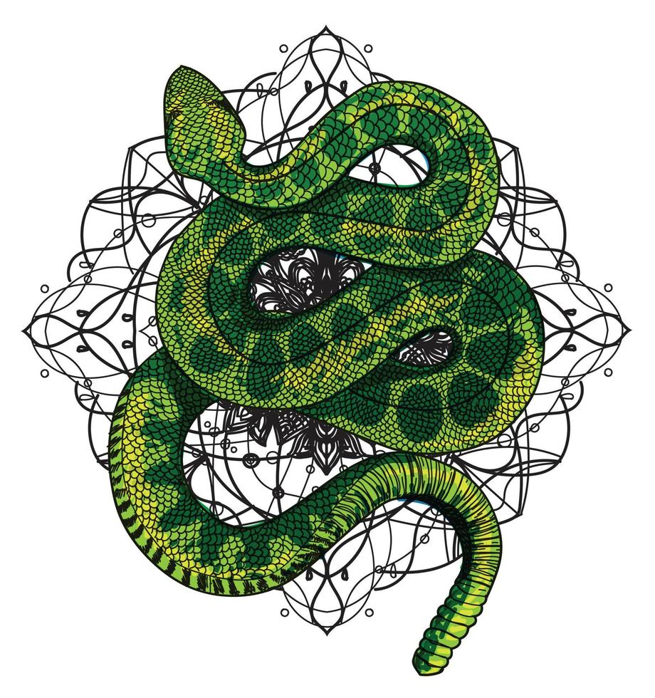 Tattoo art snake hand drawing and sketch vector