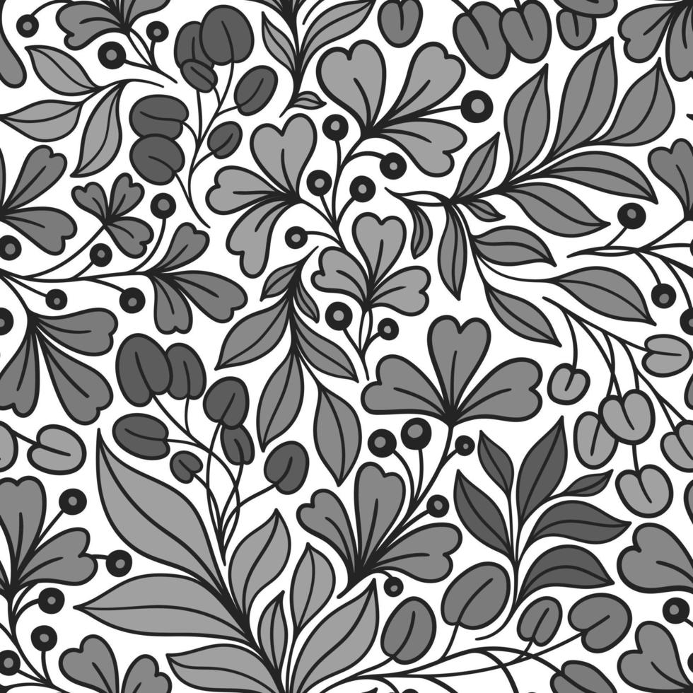 WHITE SEAMLESS VECTOR BACKGROUND WITH DIFFERENT GRAY TWIGS OF PLANTS