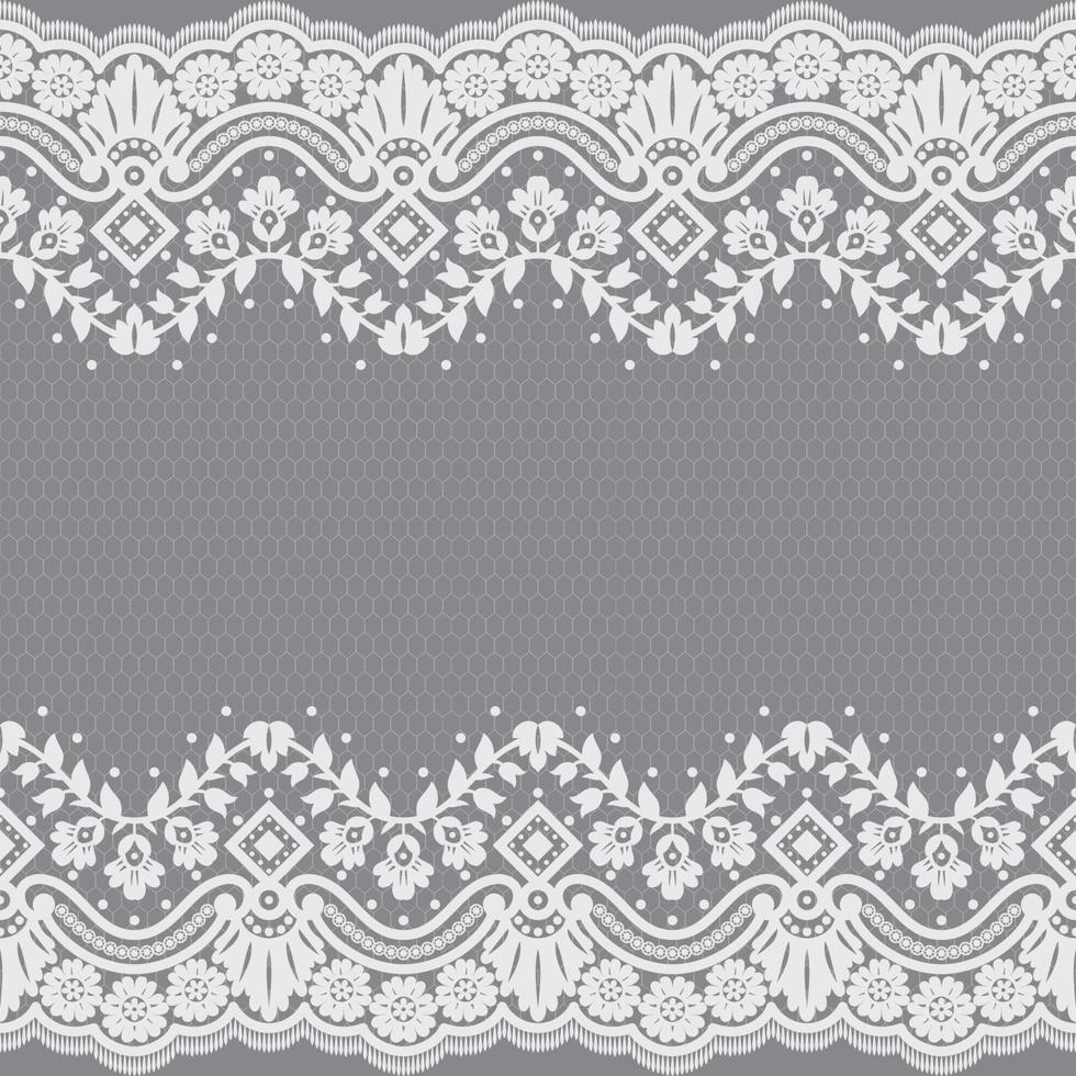 patrón de encaje floral blanco transparente vector