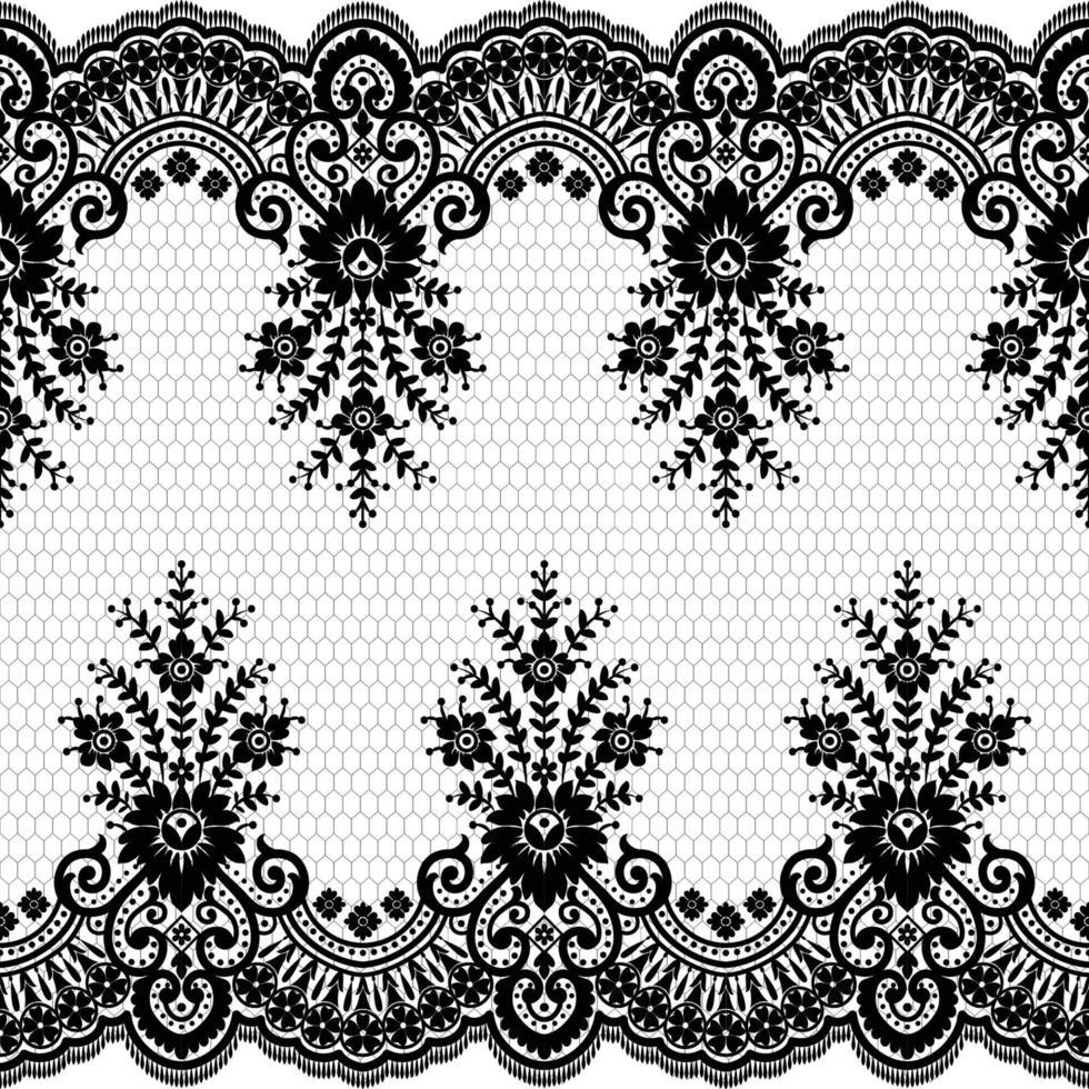 Abstract seamless lace pattern with flowers vector