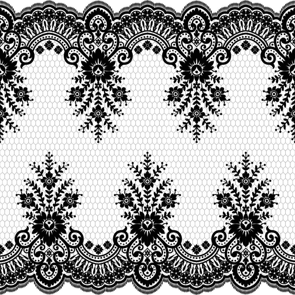 Abstract seamless lace pattern with flowers vector