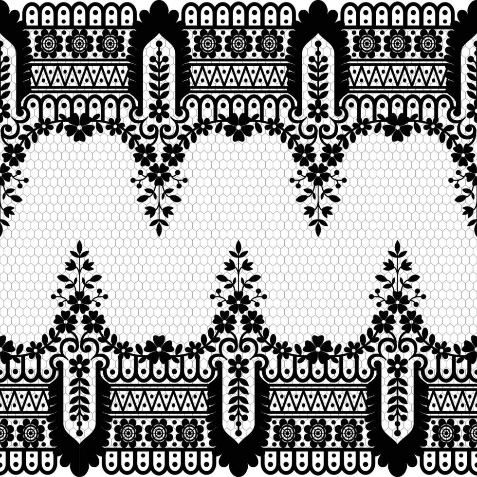 Abstract seamless lace pattern with flowers vector