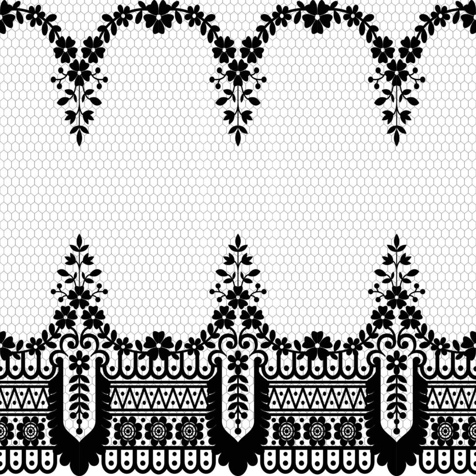 Abstract seamless lace pattern with flowers vector