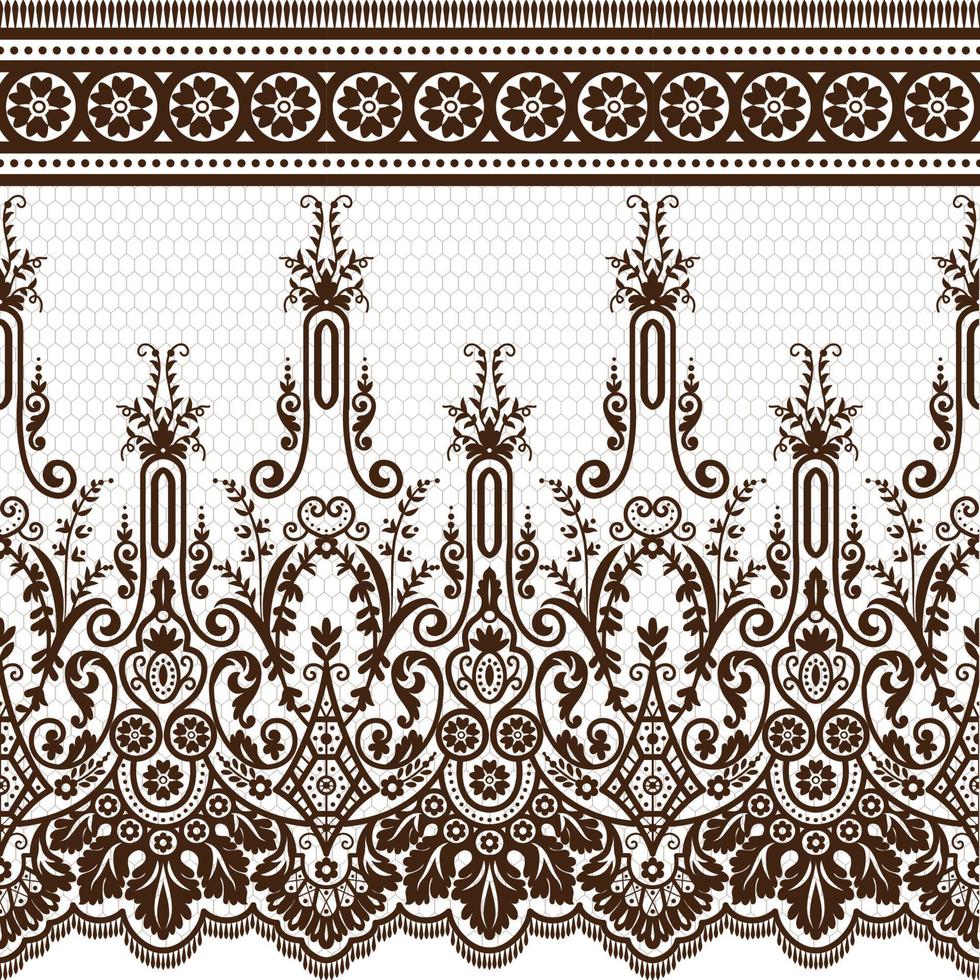 Abstract seamless lace pattern with flowers vector