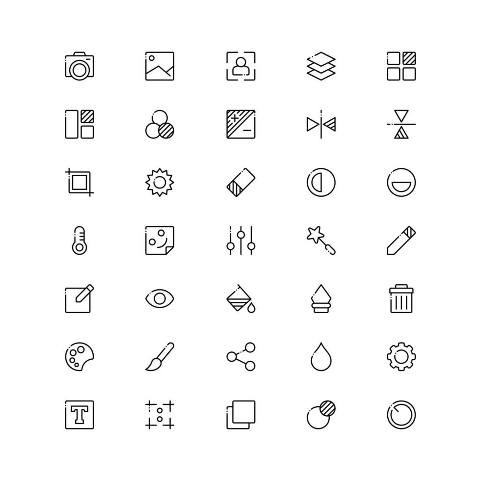photo editor icon set vector