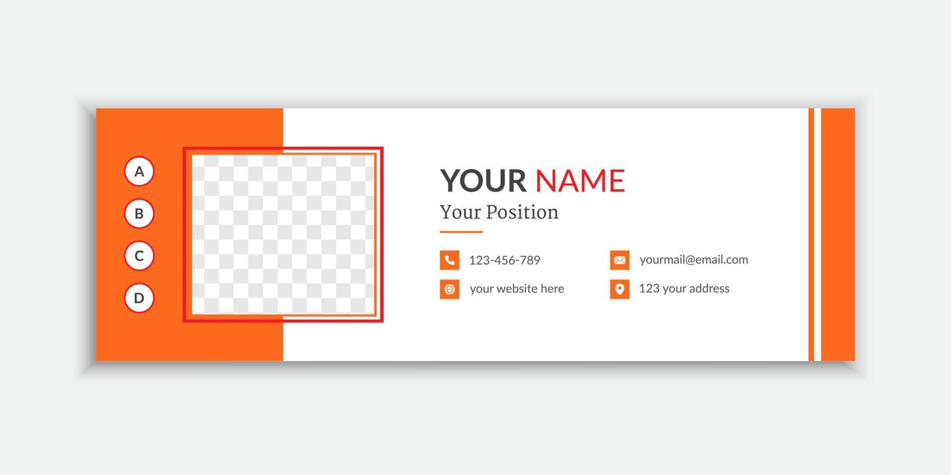 Simple orange email signature or email footer design Free Vector