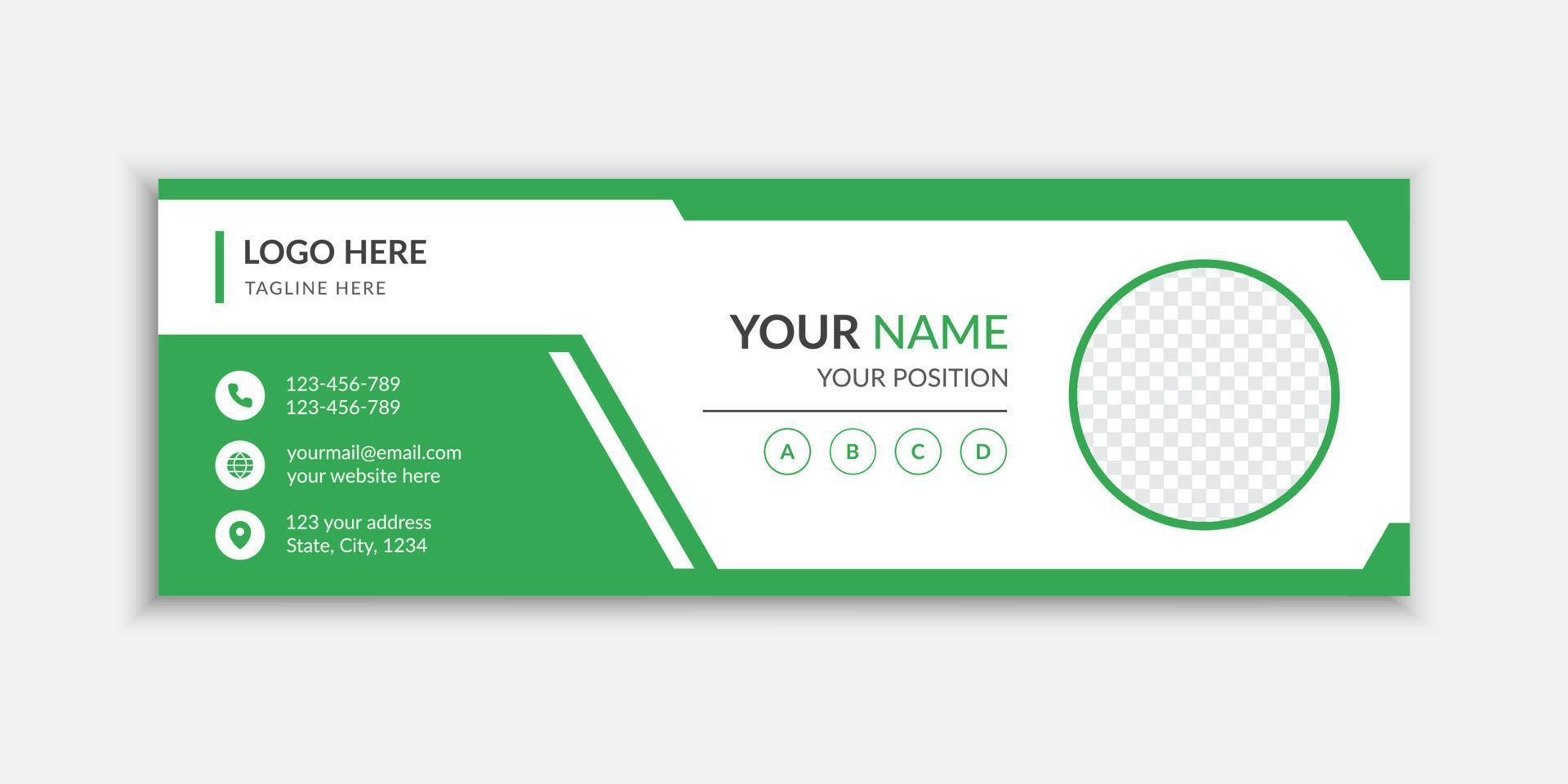 Green elegant email signature or email footer design Free Vector