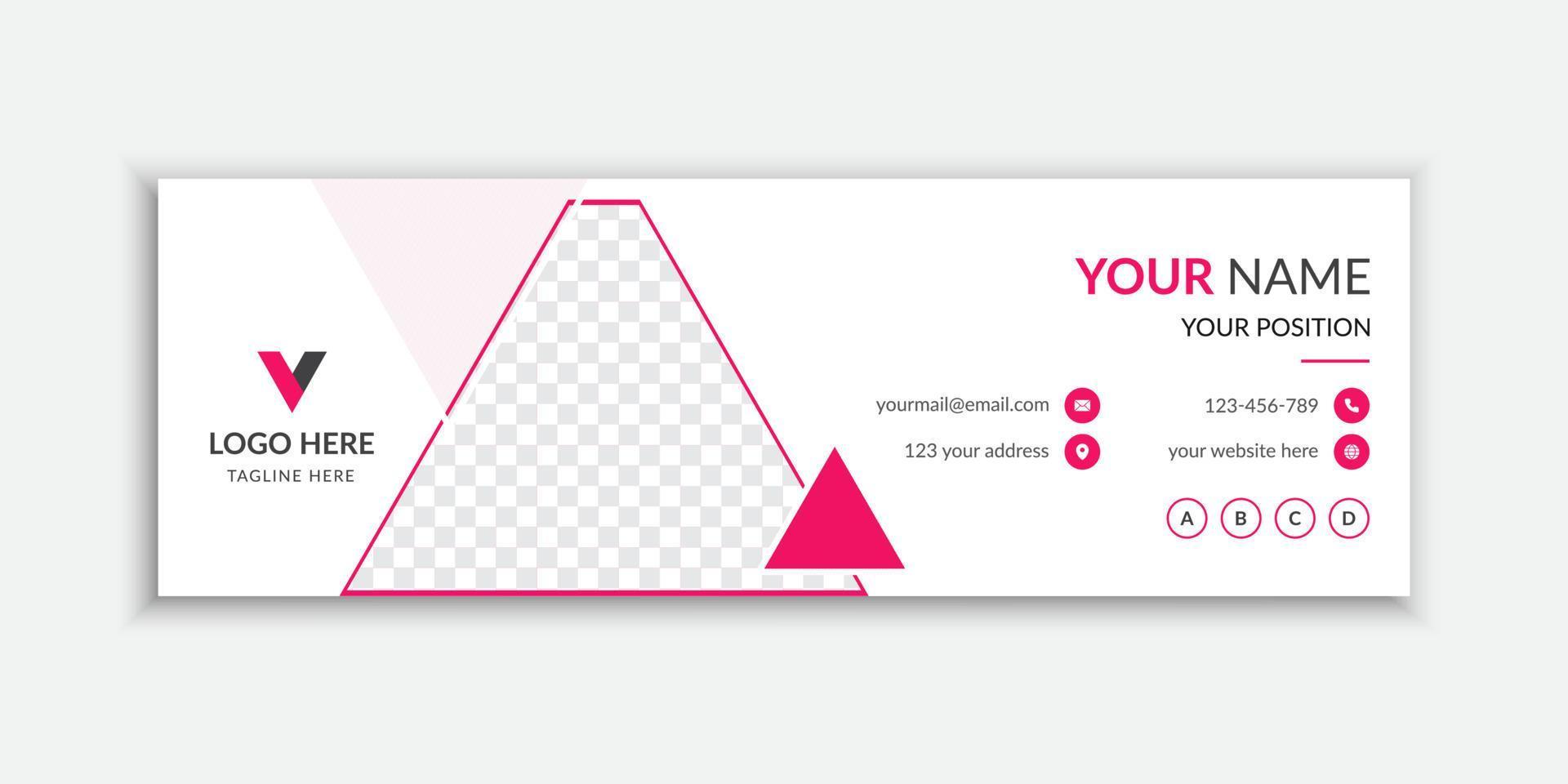 Pink business email signature or email footer design Free Vector